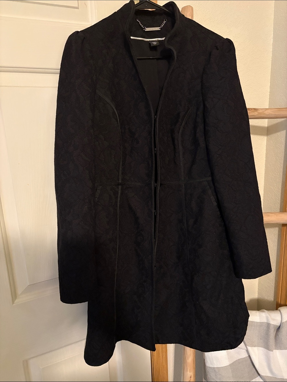 Women's Black Textured Coat